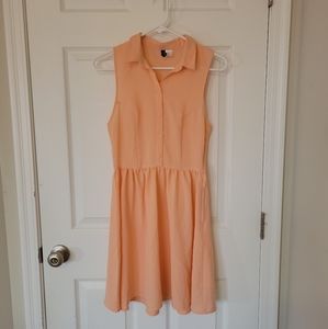 H&M Peach Collared Button-up Summer Dress